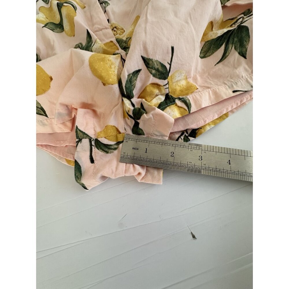 Mackenzie & Me Womens Shorts L Pink 100% Cotton Lemon‎ Print Tuscany Italy Farm - Picture 11 of 12